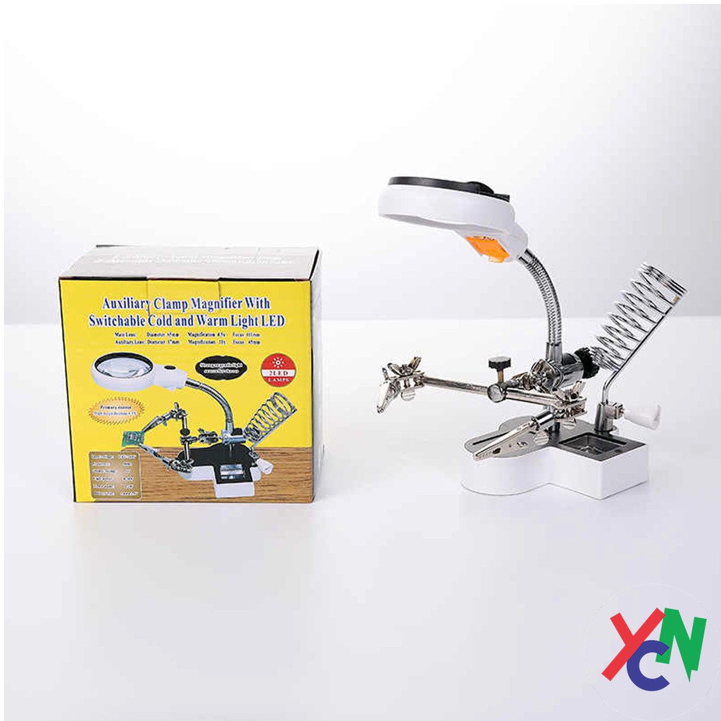 Kệ Hàn Kính Lúp MG16126AC1 Giá Đỡ Mỏ Hàn Có Kẹp Giữ Mạch Và Đèn Led