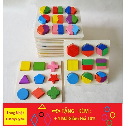 Xếp Hình 💖FREESHIP💖 Giảm 20K Khi Nhập [ DOCHOI20k]-Bộ Lắp Ghép Hình Học -Đồ Chơi Gỗ An Toàn - Đồ Chơ