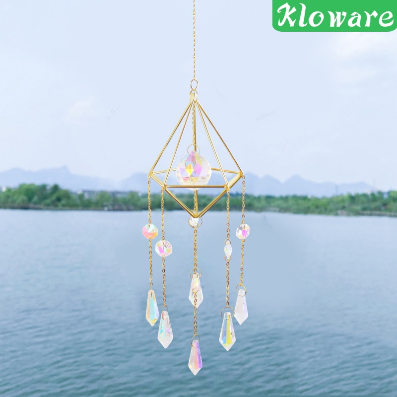 Quả Cầu Pha Lê Trong Suốt Họa Tiết Mặt Trời / Cầu Vồng Treo Trang Trí Cửa Sổ