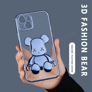 Ốp Điện Thoại Trong Suốt Mạ Điện Hình Gấu 3D Cho IPhone 6 S 7 8 Plus 11 12 13 14 Pro Max Plus Mini X Xs Max Xr 11pro 12pro