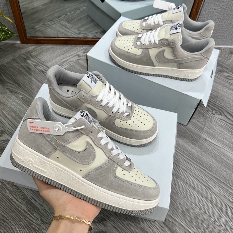 GIÀY AF1 CUSTOM XÁM NÂU DA LỘN LAI AU