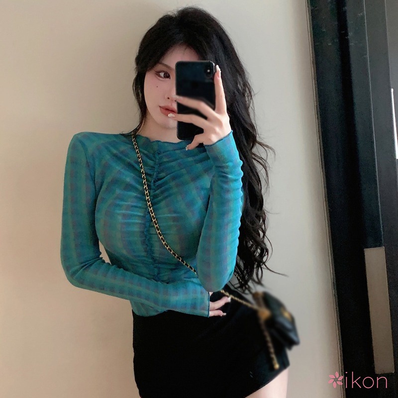 Áo Thun Lưới Cổ Lọ Dáng Ôm Chống Nắng Gợi Cảm Cho Nữ