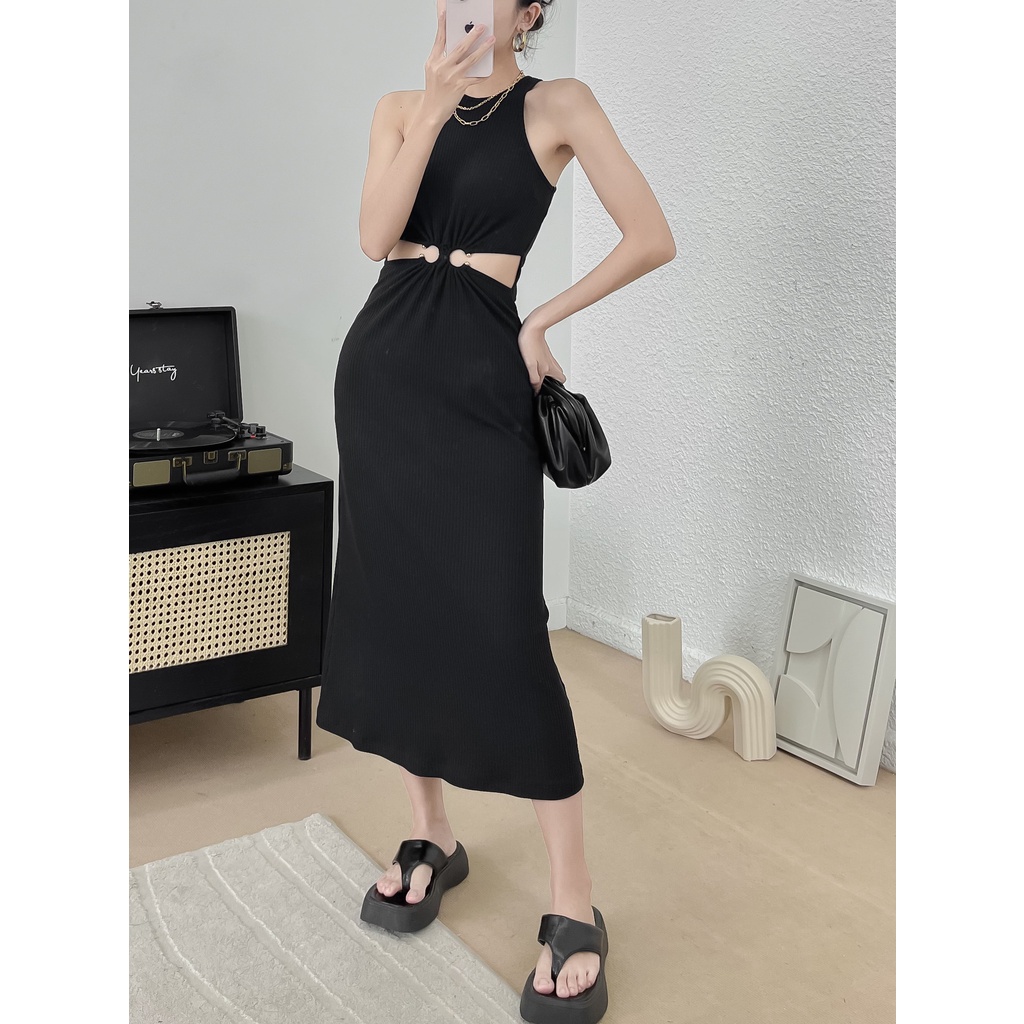 Đầm Thun Gân Cutout Eo - EDINI - D1531