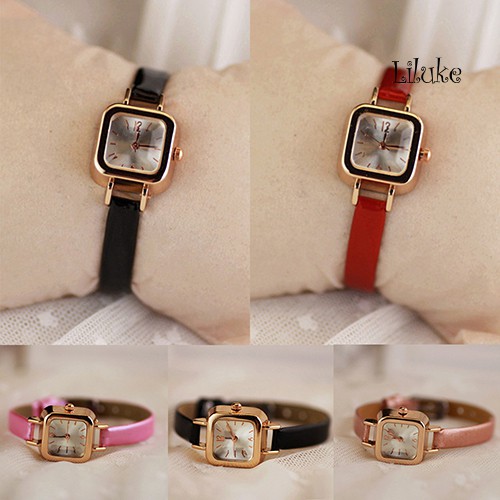 Đồng Hồ Đeo Tay Nữ Mặt Vuông Dây Giả Da Thời Trang
