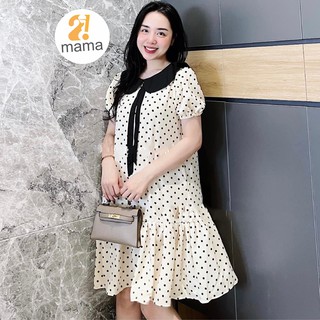 Váy bầu thiết kế dự tiệc công sở 2mama suông đuôi cá chấm bi - V105