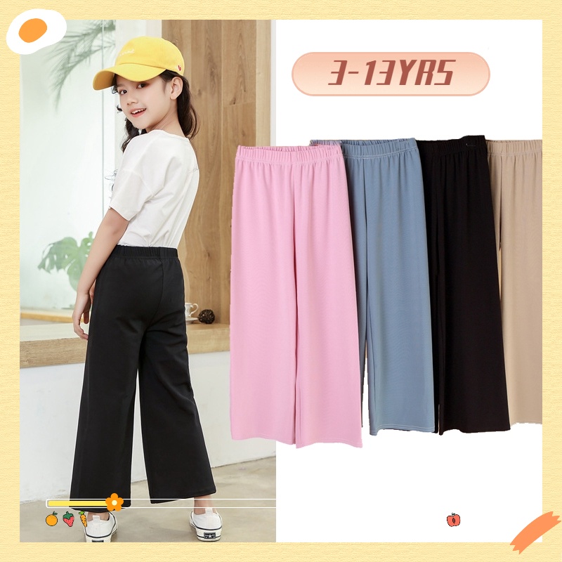 【Hàng Có Sẵn 】Quần Baggy Dài Ống Rộng Palazzo Lưng Cao Cho Bé Gái Từ 3 Đến 4 Đến 5 Đến 6 Đến 7 Đến 8 Đến 9 Đến 10 Đến 11 Đến 12-13 Tuổi
