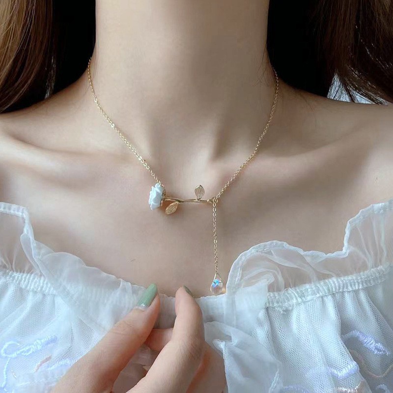 Vòng Cổ Mặt Giọt Nước Màu Trắng Phong Cách Mới