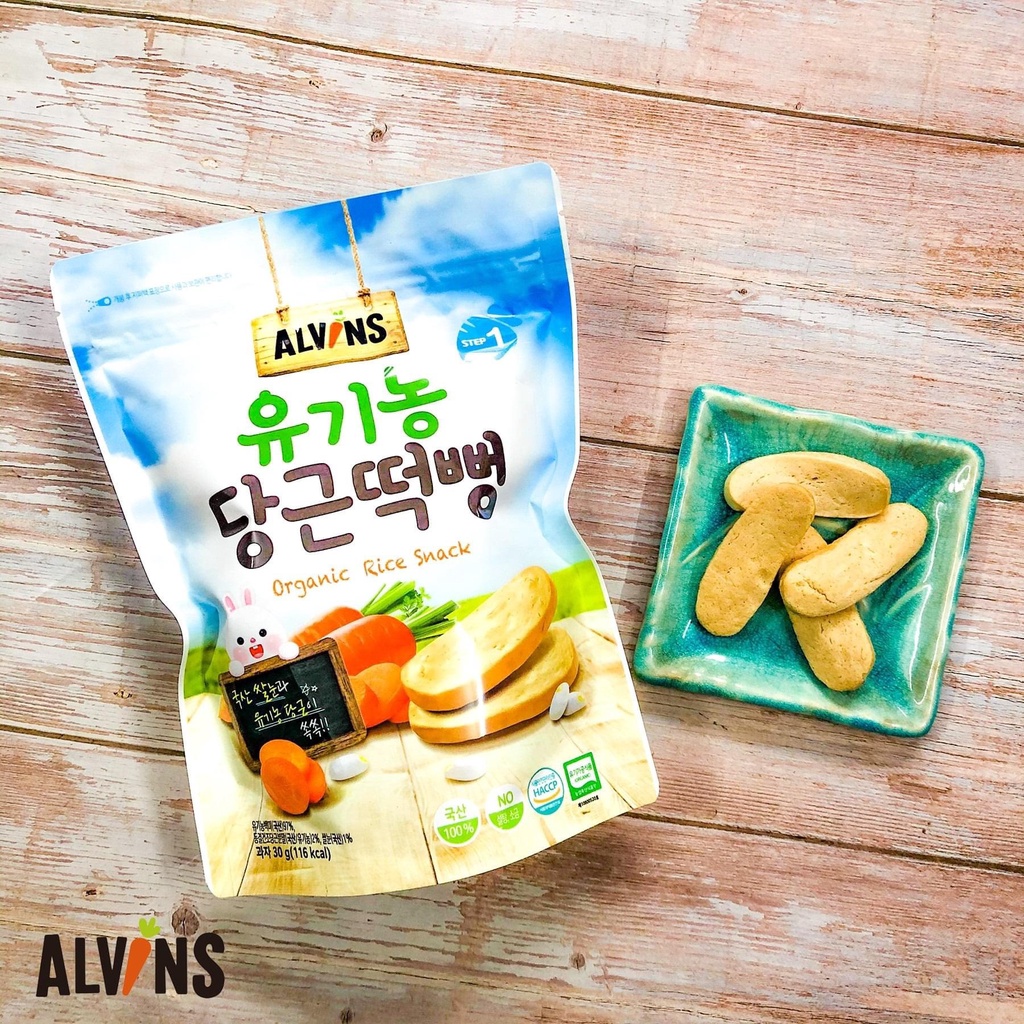 Bánh Gạo Ăn Dặm Hữu Cơ Alvins 30g Hàn Quốc - Bánh Organic Cho Bé Ăn Dặm