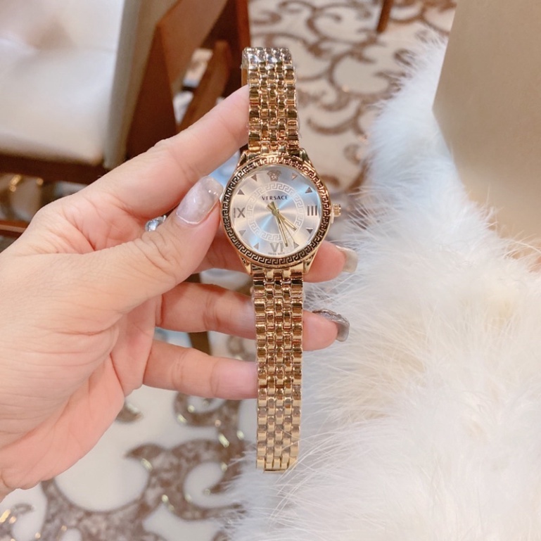 Đồng Hồ Thời Trang Nữ, Đồng Hồ Đeo Tay Đẹp VERSACE Dây Kim Loại Cao Cấp Chống Nước
