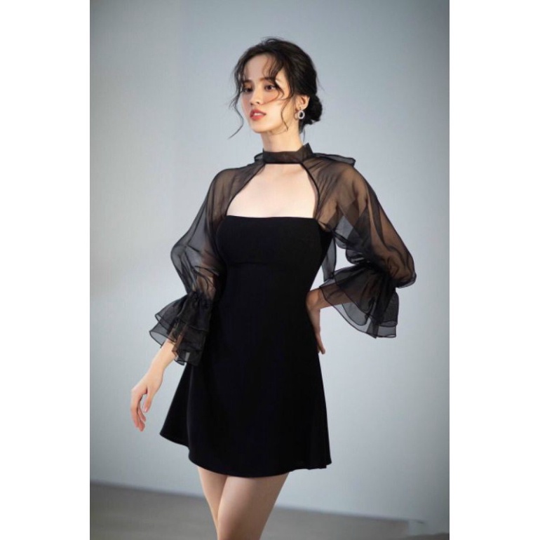 🔥40-65KG🔥 Đầm dự tiệc tay phối lưới bigsize 🔥cotton lạnh🔥 khoét ngực tay dài trắng đi biển dự tiệc dạo phố gợi cảm sexy
