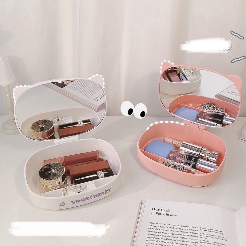 Hộp gương đựng mỹ phẩm dễ thương