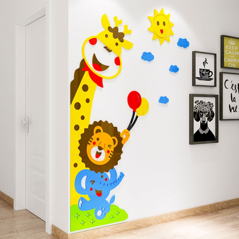 Tranh dán tường mica 3d decor khổ lớn hoạt hình các bạn thú nhỏ dễ thương Nhiều Size - EPeBen