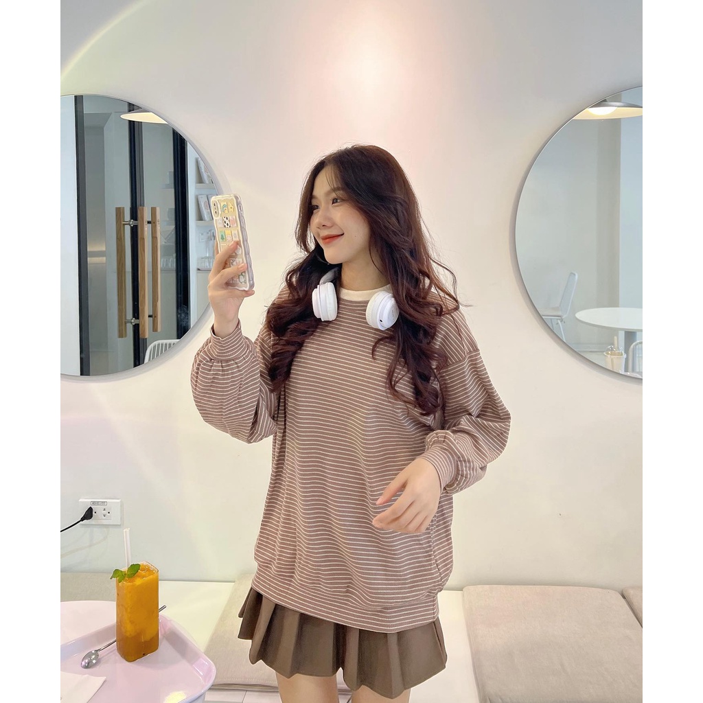 XẢ HÀNG  Áo sweater kẻ len ba màu thời trang nữ Miho house