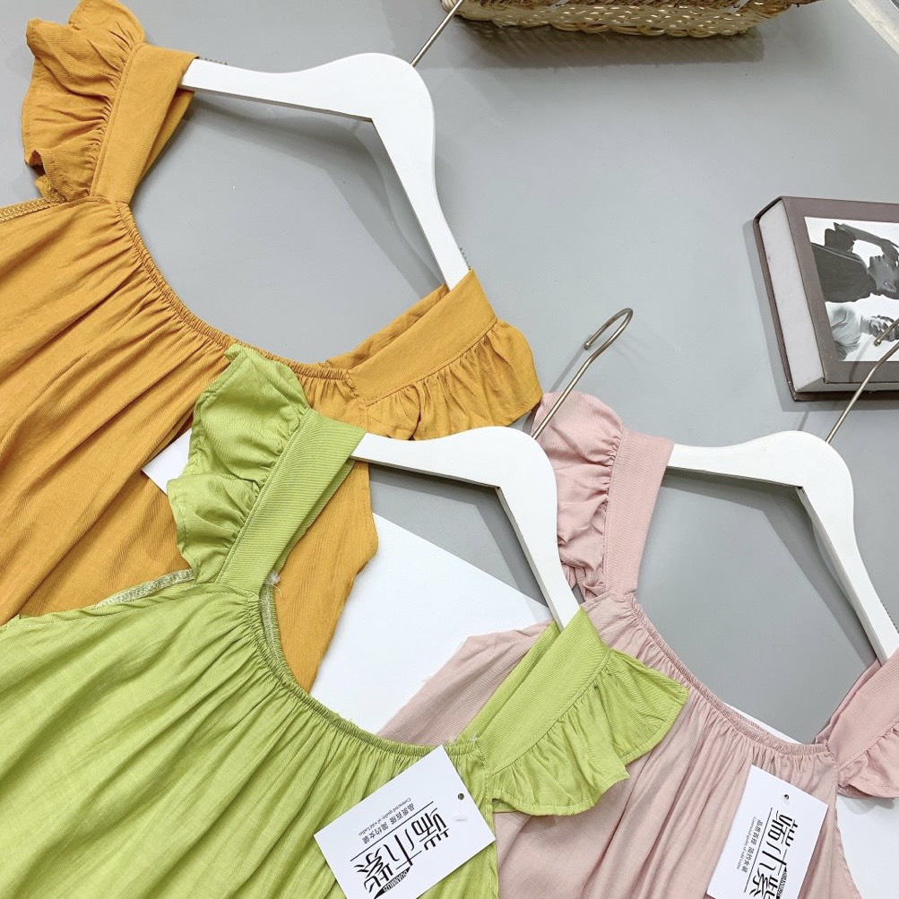 Đồ Bộ Đũi Nữ Mặc Nhà Ngủ Mùa Hè Hai Dây Cánh Tiên Dễ Thương Quần Short PINK BOUTIQUE Cánh Tiên