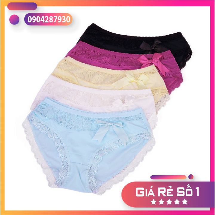 COMBO 4 Quần Lót Nữ - Quần chip nữ ren thêu quyến rũ chất liệu cotton nhẹ nhàng thoải mái FreeSize Dưới 62kg