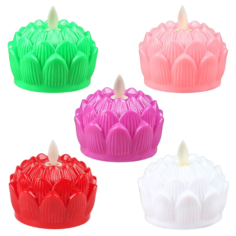 Đèn LED Nến Hình Hoa Sen Dùng Pin Trang Trí Nhà Cửa Sân Vườn