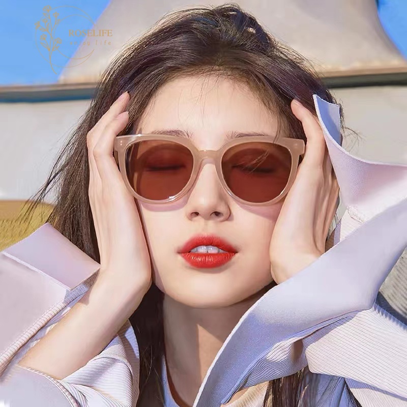 Kính Mát Tròn Màu Nâu Thời Trang Hàn Quốc Chống Tia UV400 Cho Nữ