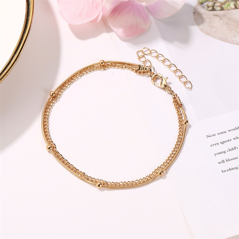 Simple Personality Multi-layer Snake Bone Shaped Anklet Fashion Ladies Double Layer Foot Chain Summer Foot Jewelry | BigBuy360 - bigbuy360.vn