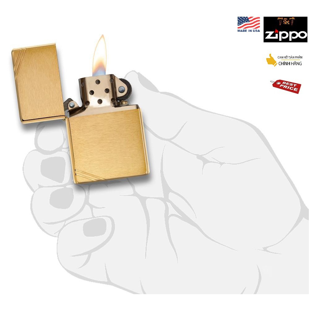 Zippo đồng nhám chặt góc