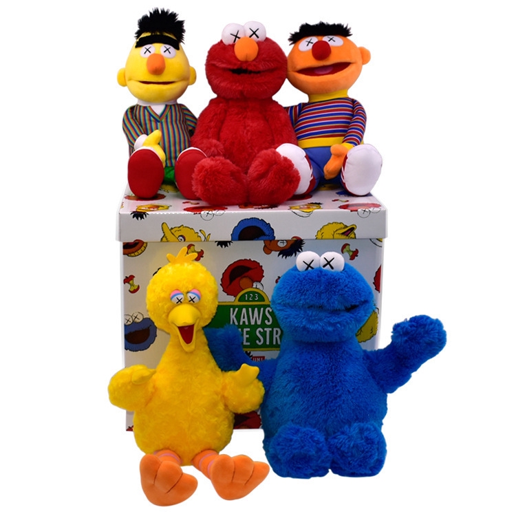 Giá trị tuyệt vời! Hàng Thời Trang Phổ Biến Đồ Chơi Nhồi Bông UNIQLO x KAWS x Sesame Street Thương Hiệu Lớn Elmo Ernie Burt Cookie Monster