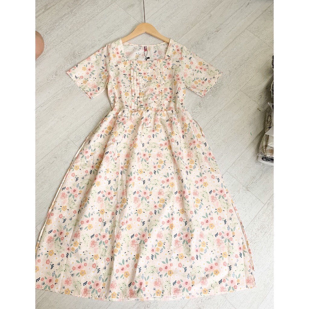 Váy  babydoll hoa nhí xếp ly ngực ulzzang