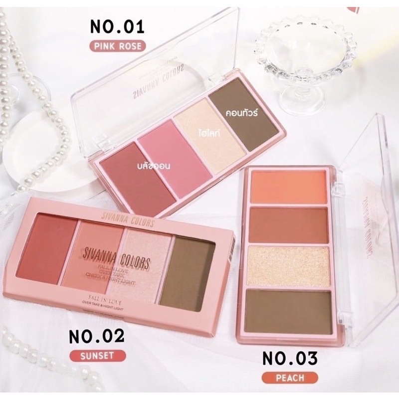 Bảng má hồng, bắt sáng, hight light 3in1 SIVANNA FALL IN LOVE HF162