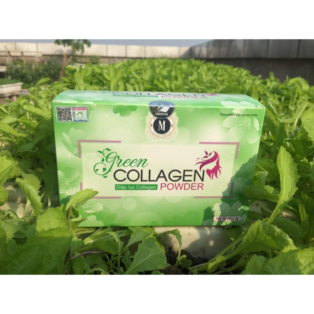 Diệp lục collagen green collagen chính hãng  hỗ trợ làm đẹp da hết mụn giảm thâm nám mờ tàn nhang