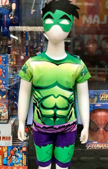 Bộ quần áo siêu nhân anh hùng Khổng Lồ Xanh - Kèm áo choàng và mặt nạ cho bé trai
