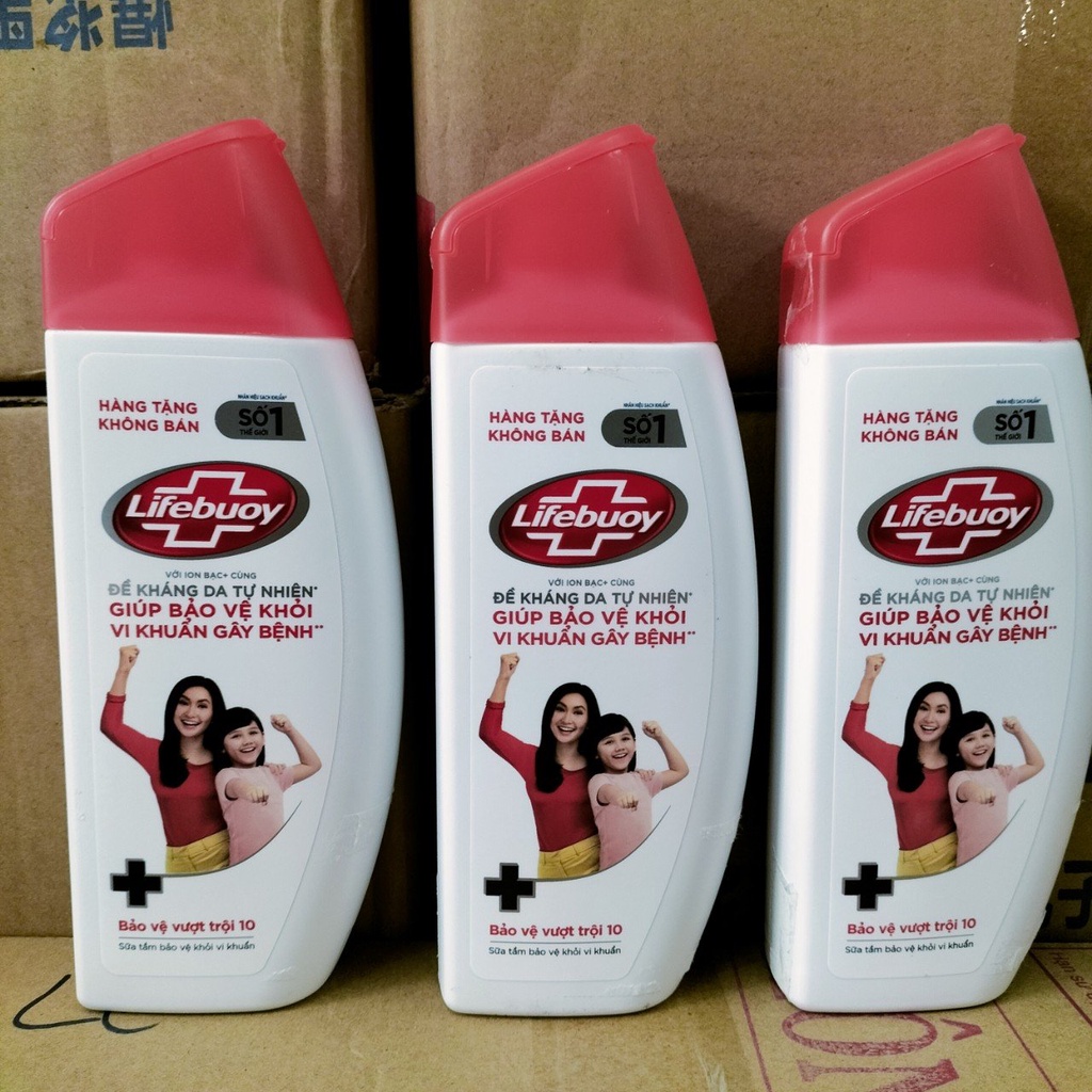 Combo 3 Chai Sữa Tắm Lifebuoy Bảo Vệ Khỏi Vi Khuẩn Vượt Trội 10 Lần Hàng Ngày 200g - Hàng KM Nắp Đỏ