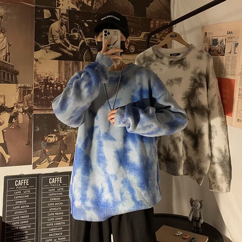 Áo Sweater Dệt Kim Nhuộm Màu Kiểu Hàn Quốc Thời Trang Thu Đông Cho Nam