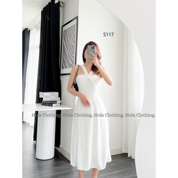 S117-Đầm 2 dây chéo ngực đi tiệc công sở