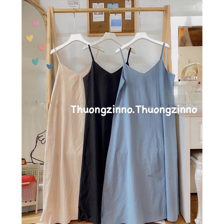 Váy Hai Dây Lụa Hàn Dáng Dài Hàn Đầm Maxi Đi Biển Hai Dây Dáng Suông