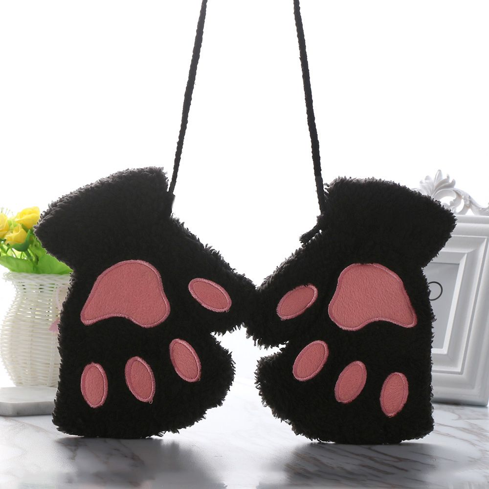 Găng Tay Lông Nhung Hở Ngón Nhiều Màu Sắc Hình Móng Vuốt Gấu/Mèo Đáng Yêu Thời Trang Mùa Đông Cho Nữ 14 Màu Tùy Chọn