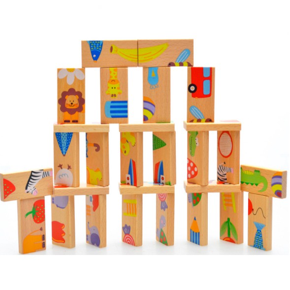 Đồ chơi Domino gỗ nối tiếp 28 chi tiết cho bé