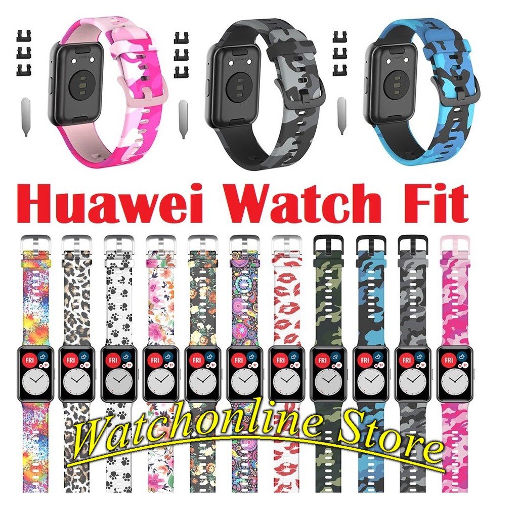 Dây Đeo Silicon Họa Tiết Rằn Ri Thay Thế Cho Đồng Hồ Thông Minh Huawei Watch Fit