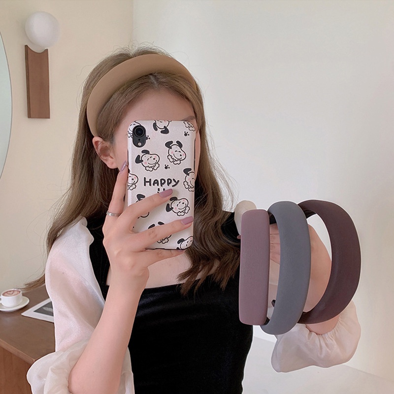 Băng đô bản rộng 3cm bằng da PU thời trang dành cho nữ