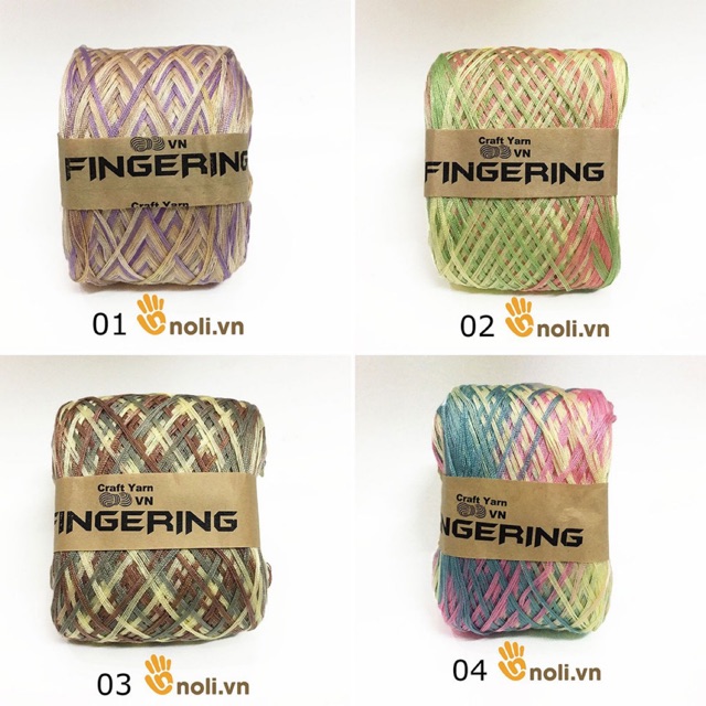Sợi cotton bóng fingering loang Craft yarn VN màu sắc độc lạ chuyên móc bikini, váy áo mùa hè 100g