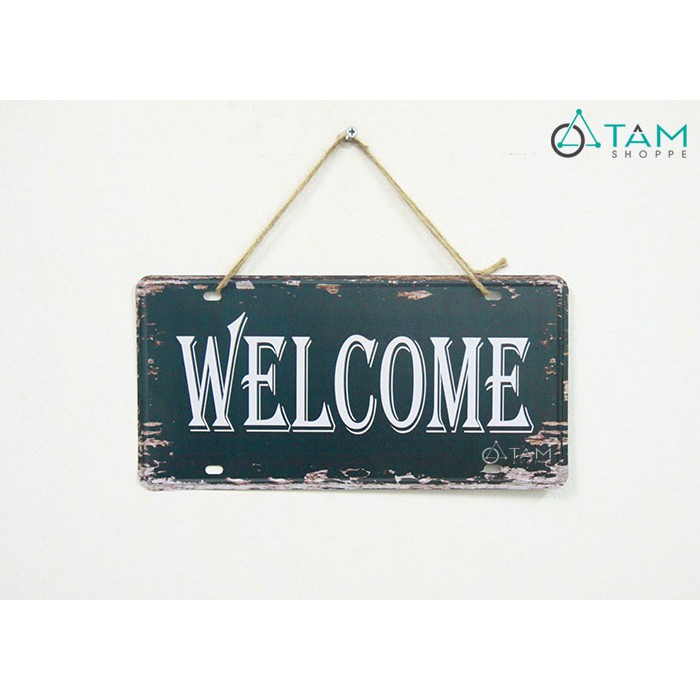 Bảng welcome treo cửa bằng thiếc số 18