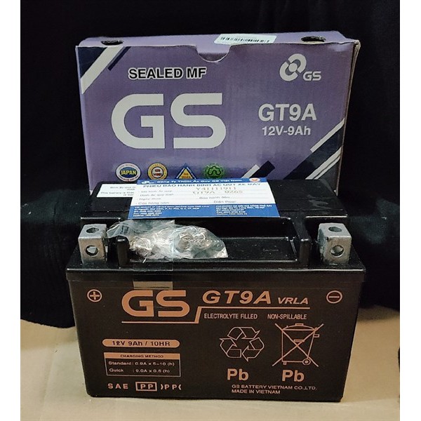 BÌNH ẮC QUY GS GT9A (9 THẤP) cho xe spacy, atila,..