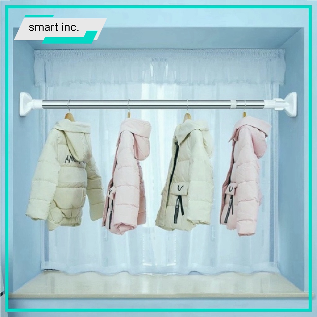 Sào Phơi Giá Treo Đồ Quần Áo Gắn Tường Inox Thanh Treo Rèm Cửa Sổ Không Cần Khoan