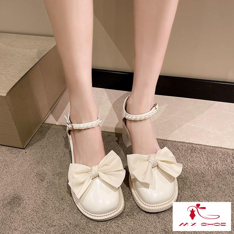 Giày Da Cao Gót Mary Jane Phong Cách Thời Trang 2022 Dành Cho Nữ