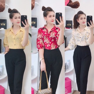 áo sơ mi cách điệu cổ đức tay bồng