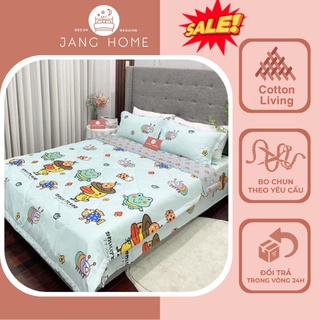 Bộ chăn ga gối cotton living nhiều mẫu hoạt hình, Sét chăn ga gối 5 món chất cotton 100% đủ kích thước