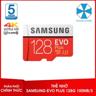 Thẻ nhớ microsdxc samsung evo plus 128gb u3 100mb/s - bảo hành 5 năm