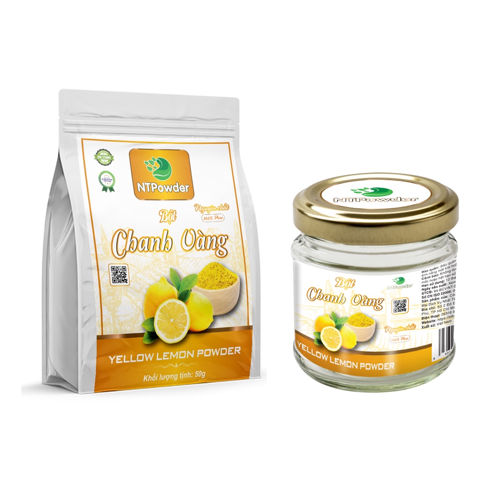 Bột Chanh Vàng sấy lạnh NTPowder túi 50gr / hũ 60gr - Nhất Tín Food