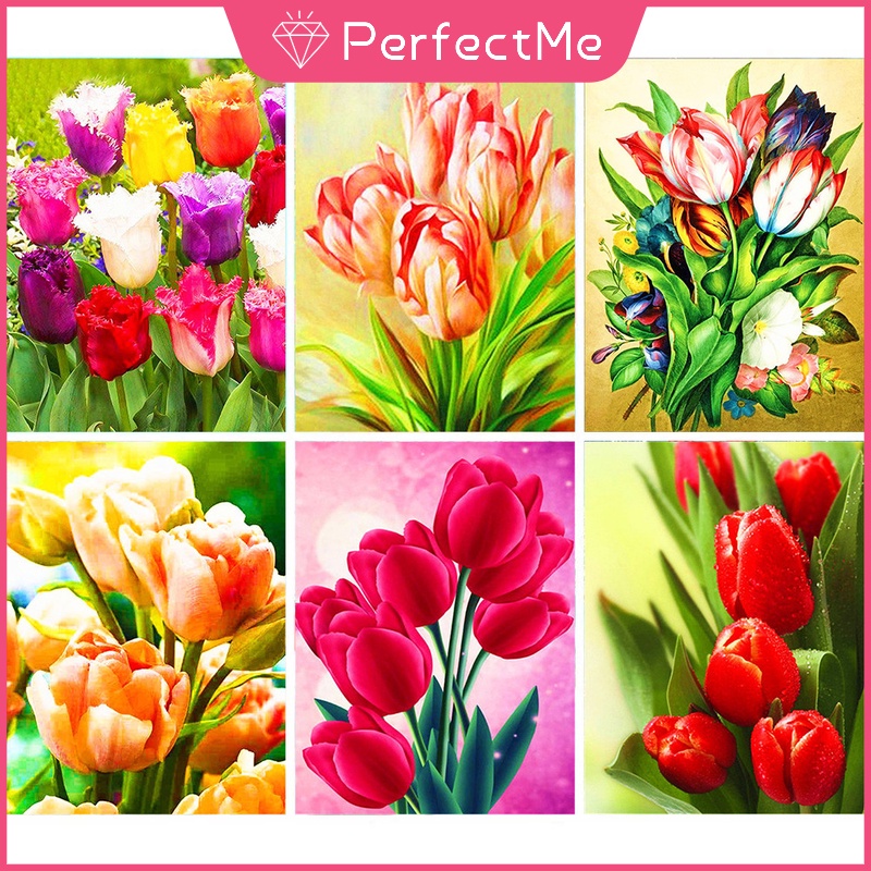 Bộ Tranh Đính Đá 5D Tự Làm Kích Thước 30x40cm Hình Hoa Trang Trí Nhà Cửa