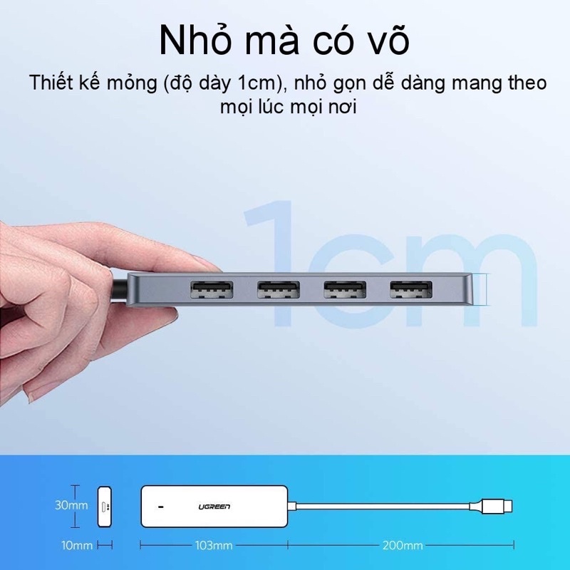 HUB bộ chia 4 cổng USB 3.0 từ Type C chính hãng Ugreen CM219 70336 - Bảo hành chính hãng 18 tháng