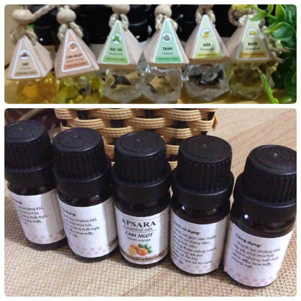 Combo 3 lọ tinh dầu thiên nhiên 10ml khử mùi và thư giãn như sả chanh,cà phê, trầm, hoa nhài, oải…