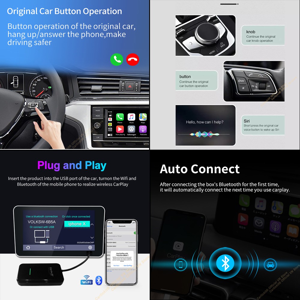 Lexus - Carlinkit 3.0 U2W Plus (2021 NEW) -Bộ Adapter chuyển đổi Apple Carplay có dây sang Apple Carplay không dây