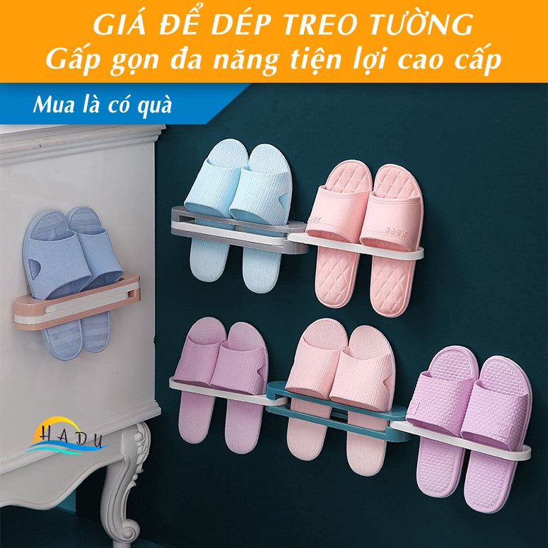 Giá treo dép nhà tắm gắn tường đa năng gấp gọn dễ dàng linh hoạt HADU